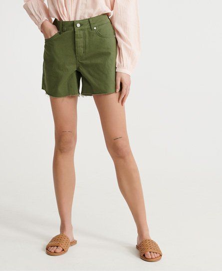 Women's Denim Mid Length Shorts Green / Chive - Size: 29