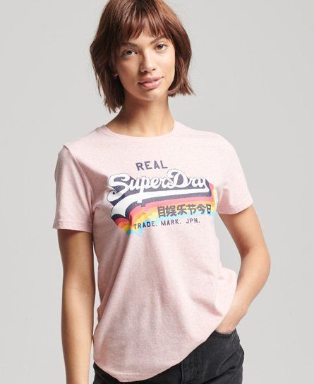 Women's Vintage Logo T-Shirt Pink / Shell Pink Marl - Size: 12