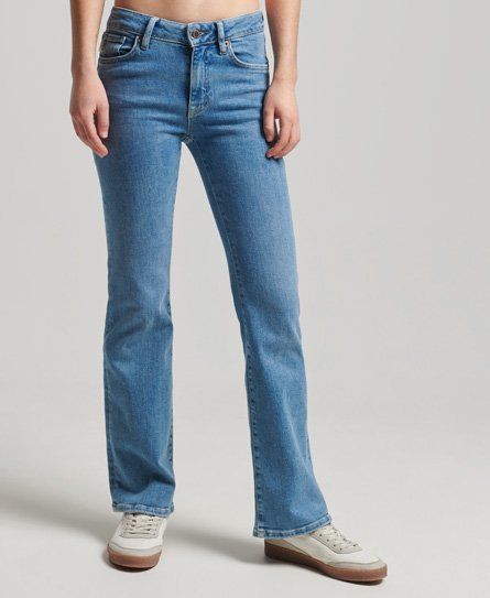 Women's Mid Rise Slim Flare Jeans Turquoise / Mid Indigo - Size: 30/31