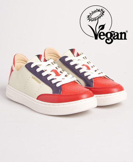 Women's Vegan Basket Lux Low Trainers Red / Off White/Red/Navy - Size: 4