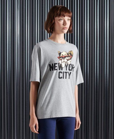 Women's City New York Graphic T-Shirt Grey / Grey Marl - Size: 8