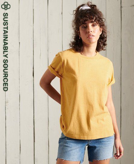 Women's Organic Cotton Essential T-Shirt Yellow / Ochre Marl - Size: 14