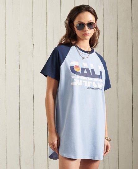 Women's Cali Surf Raglan T-shirt Dress Blue / Forever Blue - Size: 8