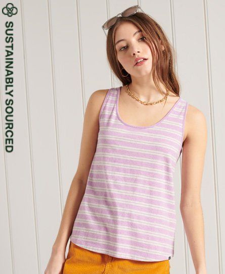 Women's Organic Cotton Classic Vest Purple / Lavender Marl Stripe - Size: 10