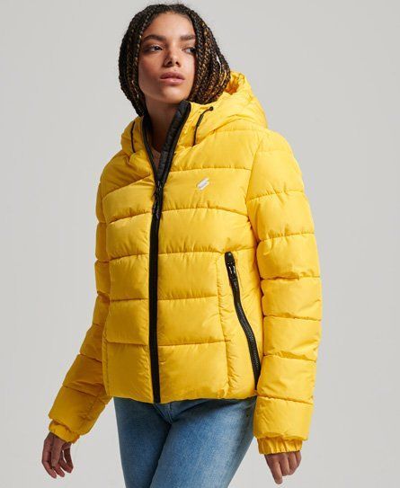 Women's Hooded Spirit Sports Puffer Jacket Yellow / Nautical Yellow - Size: 10