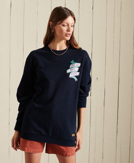 Women's Oversized Workwear Crew Sweatshirt Navy / Indigo - Size: M