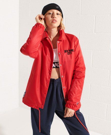 Women's Snap Coach Jacket Red / Risk Red - Size: 10