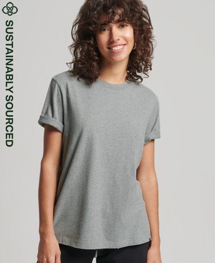 Women's Organic Cotton Vintage Logo T-Shirt Grey / Grey Marl - Size: 16