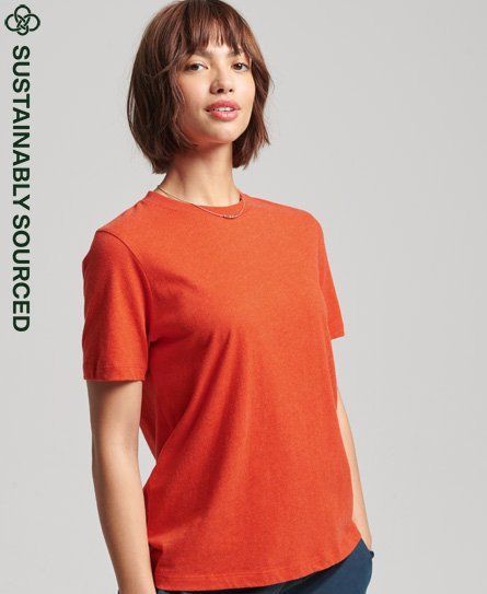 Women's Organic Cotton Vintage Logo T-Shirt Orange / Bright Orange Marl - Size: 10