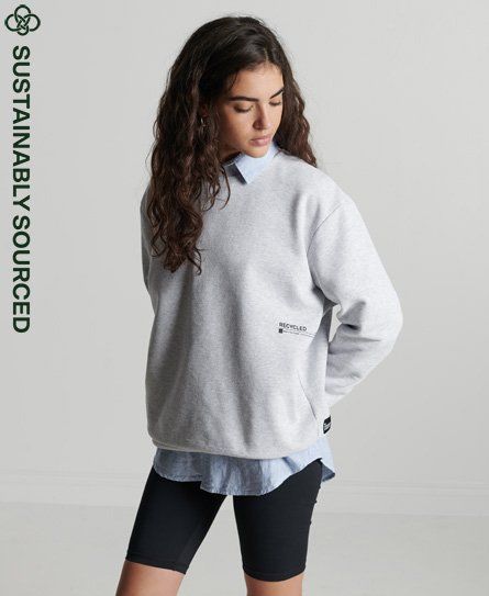 Women's Recycled Micro Mid Crew Sweatshirt Light Grey / Flake Marl - Size: M/L