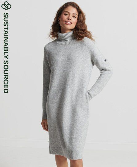 Women's Studios Funnel Neck Knit Dress Light Grey / Mid Marl - Size: 8
