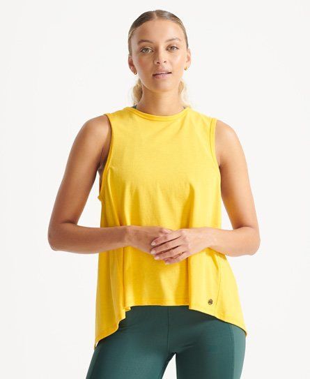 Women's Sport Flex Loose Open Back Tank Top Yellow / Autumn Ochre - Size: 10