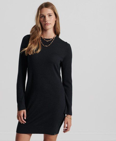 Women's Studios Merino Knit Mini Dress Black - Size: 14