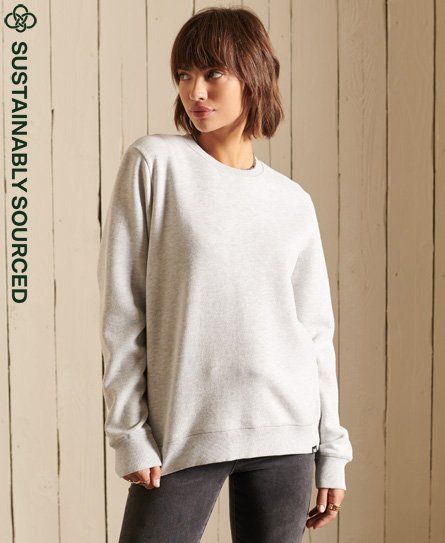 Women's Organic Cotton Vintage Logo Crew Sweatshirt Light Grey / Glacier Grey Marl - Size: 16