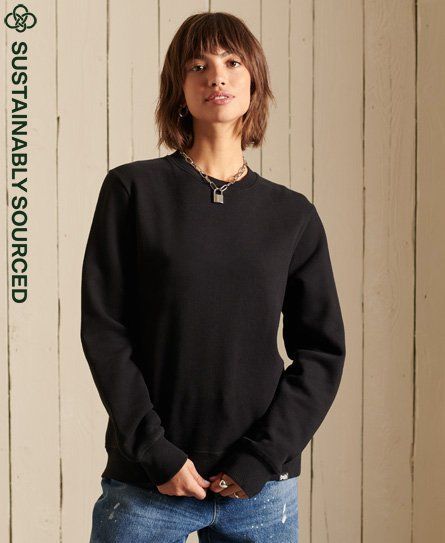 Women's Organic Cotton Vintage Logo Crew Sweatshirt Black - Size: 12
