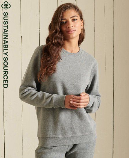 Women's Organic Cotton Vintage Logo Crew Sweatshirt Grey / Rich Charcoal Marl - Size: 16