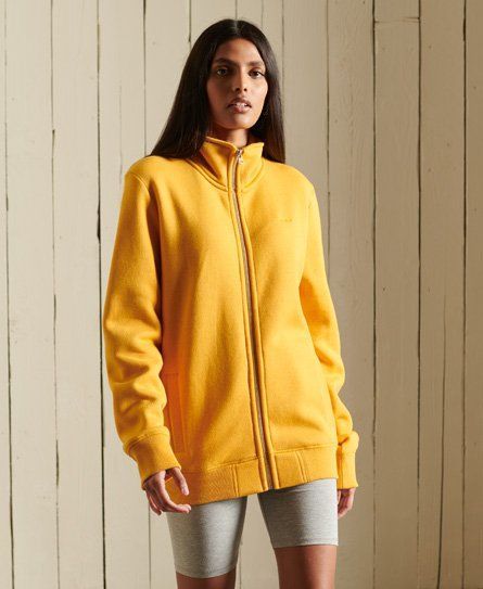 Women's Loose Fit Vintage Logo Embroidered Zip Track Top Yellow / Turmeric Marl - Size: L