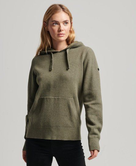 Women's Organic Cotton Essential Organic Cotton Hoodie Green / Shooting Olive Marl - Size: 8