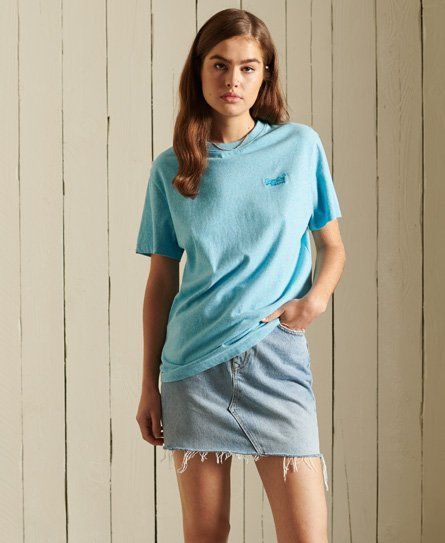 Women's Organic Cotton Loose Fit Vintage Logo T-Shirt Yellow / Turquoise Sea Grit - Size: M
