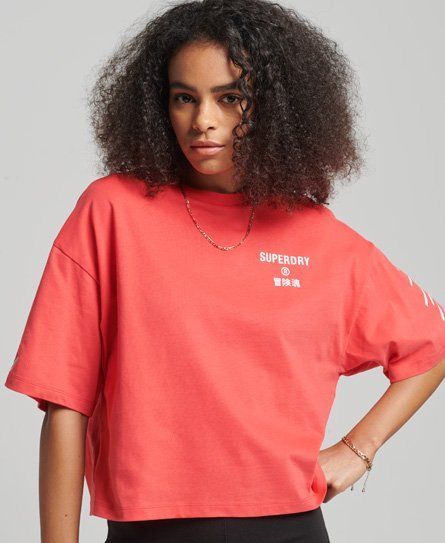 Women's Code Core Sport T-Shirt Cream / Hyper Fire Coral - Size: 14