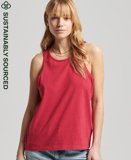 Women's Organic Cotton Vintage Logo Embroidered Vest Red / Papaya Red Marl - Size: 6