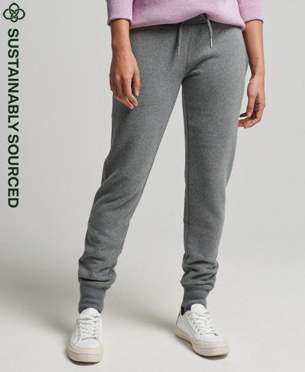 Women's Organic Cotton Vintage Logo Embroidered Joggers Grey / Rich Charcoal Marl - Size: 10