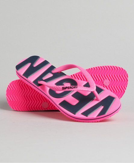 Women's Vintage Vegan Classic Flip Flops Pink / Fluro Pink - Size: M