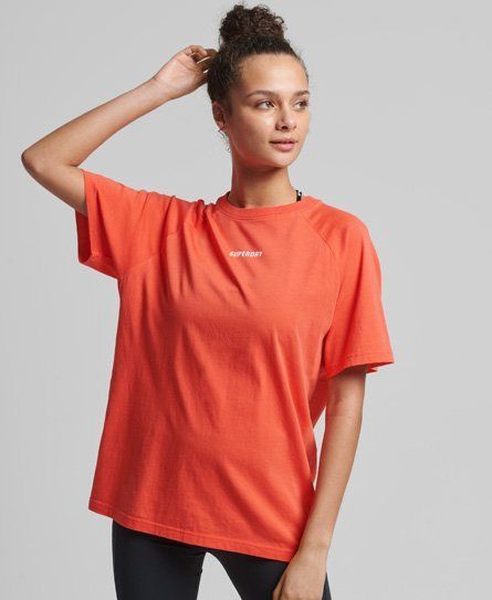 Women's Sport Core Short Sleeve T-shirt Cream / Hot Coral - Size: 10