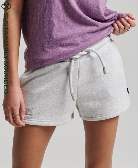 Women's Organic Cotton Vintage Logo Jersey Shorts Light Grey / Glacier Grey Marl - Size: 14