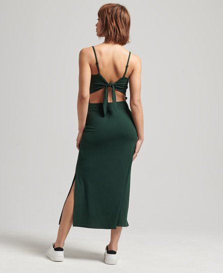 Women's Open Back Jersey Dress Green / Forest Green - Size: 16