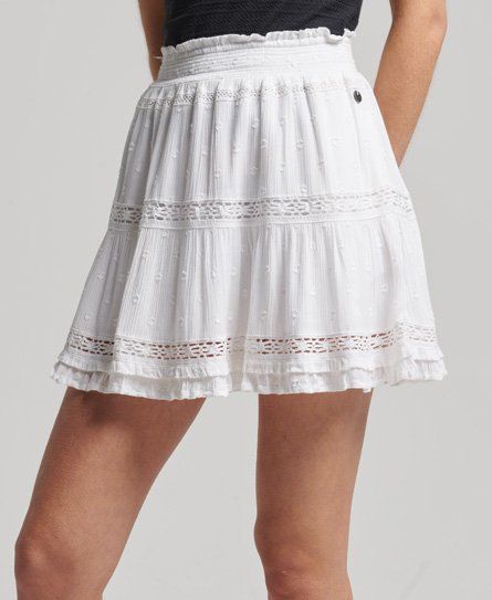 Women's Vintage Lace Mini Skirt White / Brilliant White - Size: 10