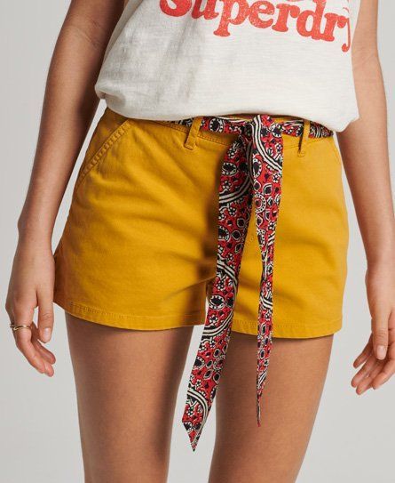 Women's Organic Cotton Vintage Chino Hot Shorts Yellow / Desert Beige - Size: 8