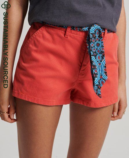 Women's Organic Cotton Vintage Chino Hot Shorts Red / Soda Pop Red - Size: 10
