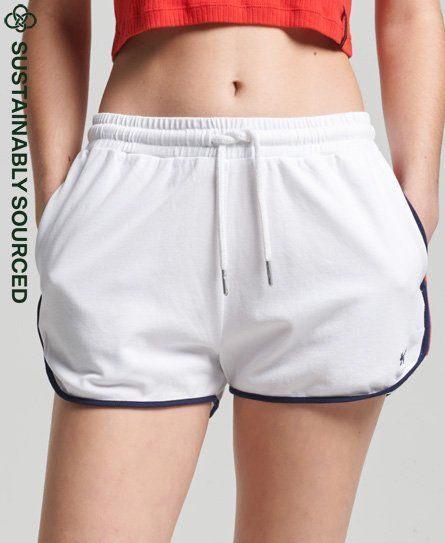 Women's Organic Cotton Vintage Stripe Racer Shorts White - Size: 14