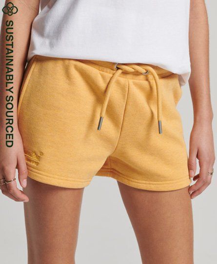 Women's Organic Cotton Vintage Logo Jersey Shorts Yellow / Ochre Marl - Size: 8