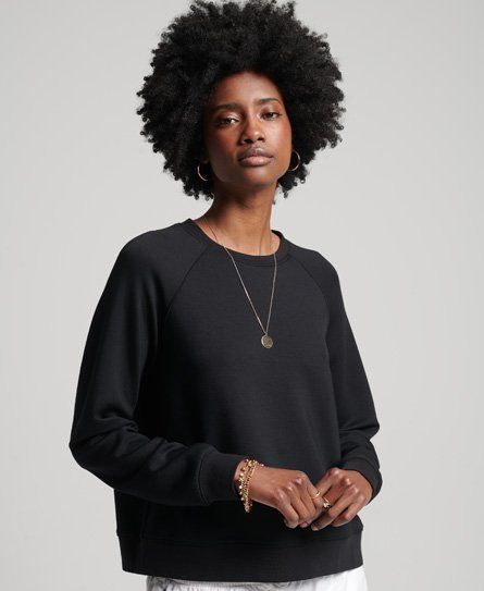 Women's Modal Crew Sweatshirt Black - Size: 12