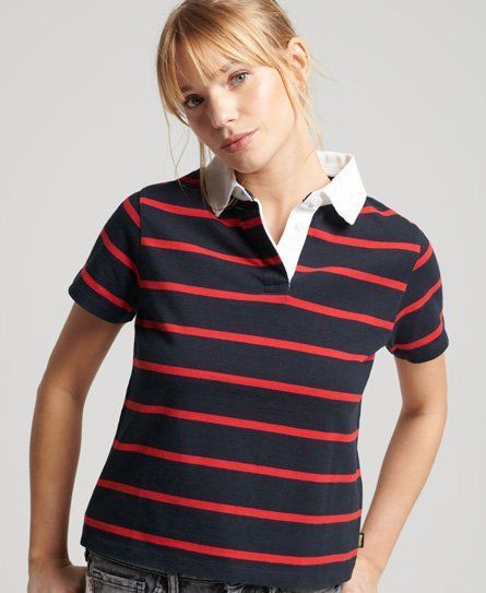 Women's Vintage Stripe Rugby Top Navy / Navy/Risk Red - Size: XS/S