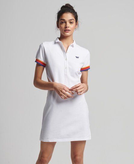 Women's Vintage Stripe Polo Dress White - Size: 10