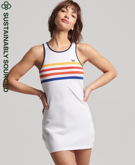 Women's Organic Cotton Vintage Stripe Dress White - Size: 16