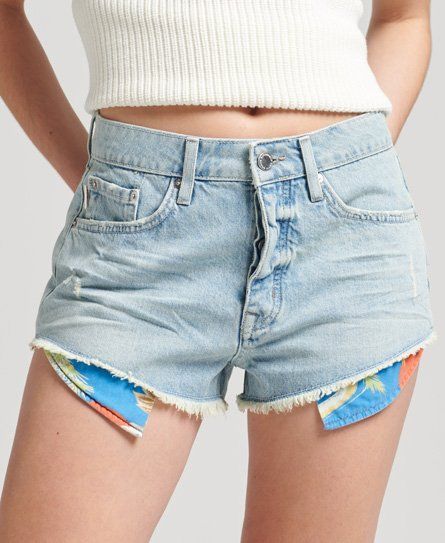 Women's Vintage High Rise Cut Off Shorts Light Blue / Light Indigo Vintage - Size: 28