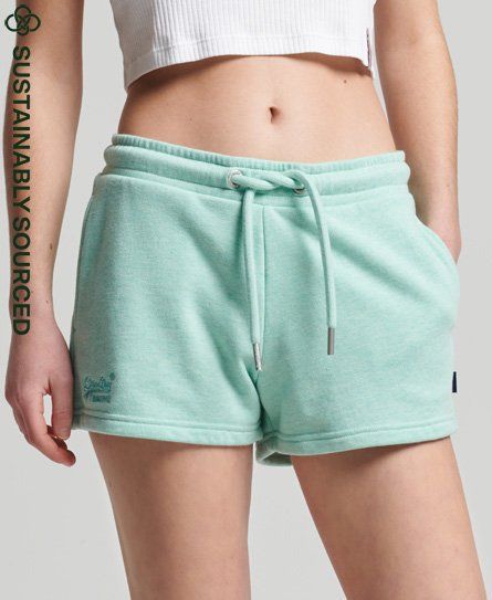 Women's Organic Cotton Vintage Logo Jersey Shorts Green / Minted Marl - Size: 14