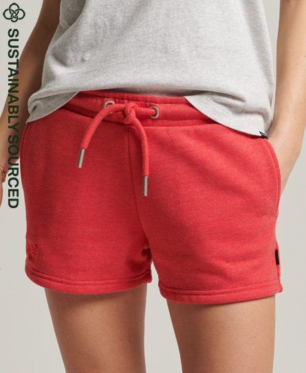 Women's Organic Cotton Vintage Logo Jersey Shorts Red / Papaya Red Marl - Size: 14