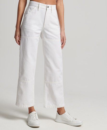 Women's Organic Cotton High Rise Carpenter Pants Cream / Ecru - Size: 28/32