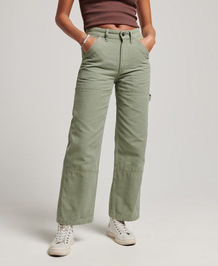 Women's Organic Cotton High Rise Carpenter Pants Green / Soft Sage - Size: 26/32