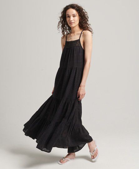 Women's Vintage Lace Cami Maxi Dress Black - Size: 14