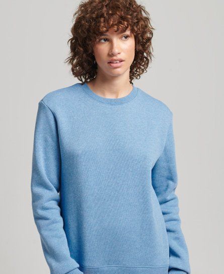 Women's Organic Cotton Essential Logo Crew Sweatshirt Blue / Blush Blue Marl - Size: 10