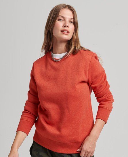 Women's Organic Cotton Essential Logo Crew Sweatshirt Orange / Bright Orange Marl - Size: 12