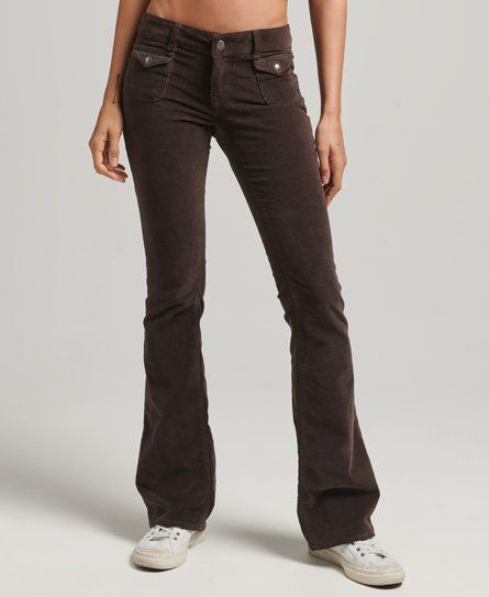 Women's Low Rise Velvet Flare Jeans Black / Bison Black - Size: 34/32