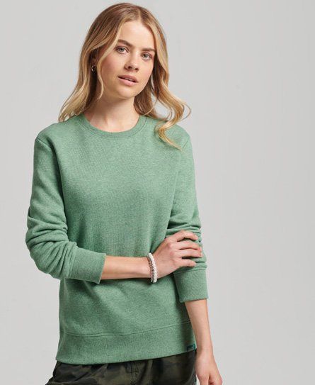 Women's Organic Cotton Essential Logo Crew Sweatshirt Green / Winter Mint Marl - Size: 14