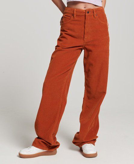 Women's Vintage Wide Leg Cord Trousers Brown / Cinnamon - Size: 34/32
